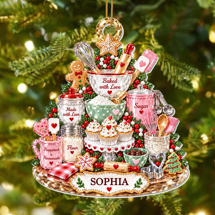 Baked With Love, Personalized Custom Acrylic Ornament, Gift For Bakers