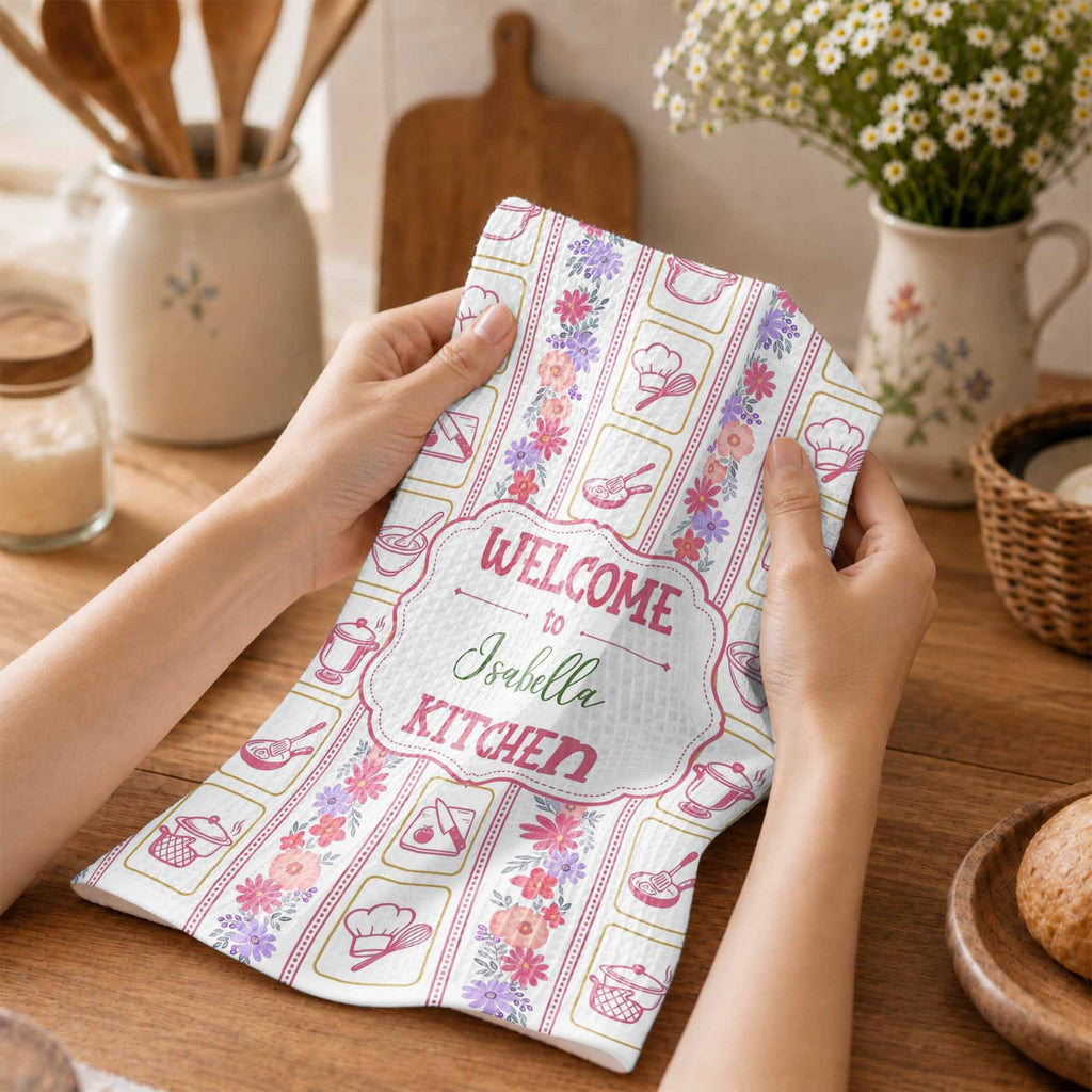 Welcome to My Kitchen, Personalized Kitchen Towel, Gift for Cooks - 4