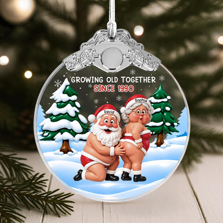 Growing Old Together, Personalized Glass Ornament, Gift For Couples