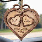 Engaged, Personalized Wood Ornament, Gift For Couples - 6