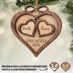 Engaged, Personalized Wood Ornament, Gift For Couples - 2