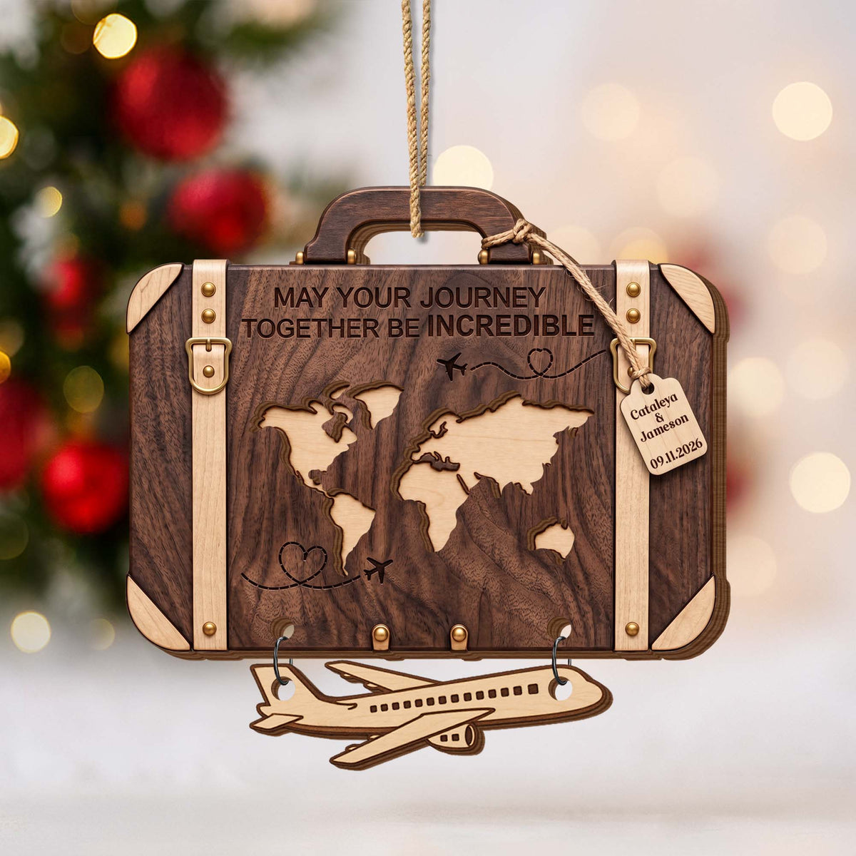 May Your Journey Together, Personalized Wooden Ornament, Couple Gift - 3
