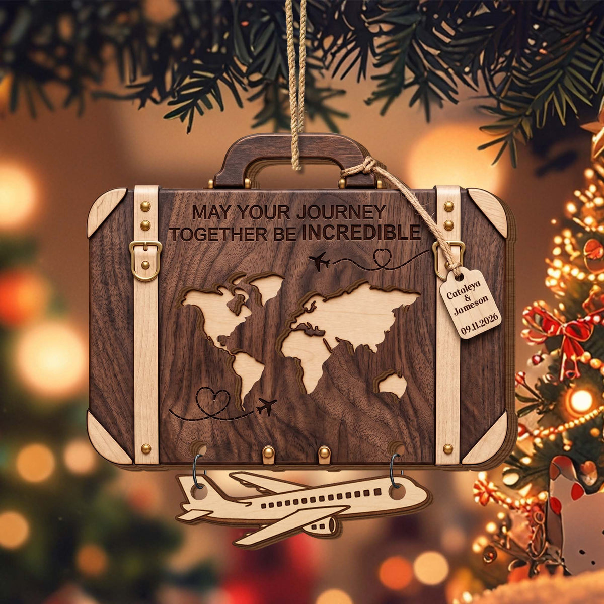 May Your Journey Together, Personalized Wooden Ornament, Couple Gift - 4