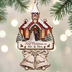 First Christmas As Mr. & Mrs., Personalized Wooden Ornament, Couple Gift - 8