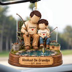 Hooked On Grandpa, Personalized Custom Acrylic Ornament, Gift For Grandpa - 5