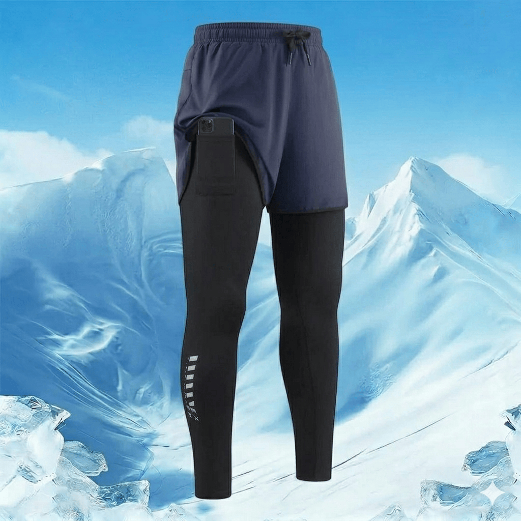 Mens Breathable Workout Set 2-in-1 Running Tights for Gym Training