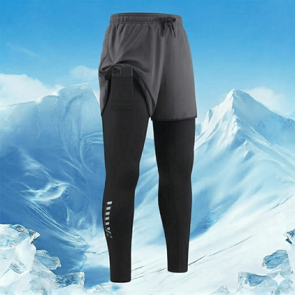 Mens Breathable Workout Set 2-in-1 Running Tights for Gym Training