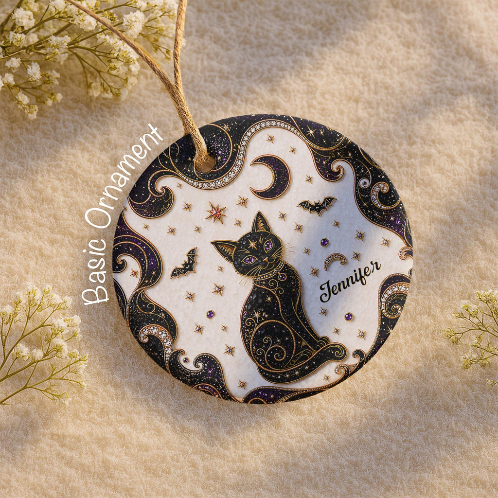 Mystical Black Cat Mosaic, Ceramic Ornament, Gift For Cat Lovers - 8