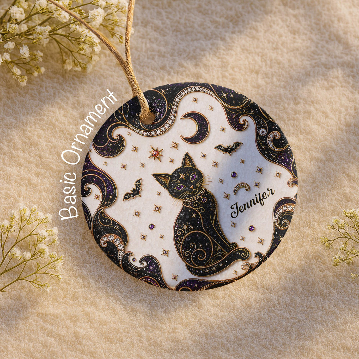 Mystical Black Cat Mosaic, Ceramic Ornament, Gift For Cat Lovers - 8
