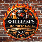 My Backyard Bar & Grill, Personalized Metal Sign, Gift For Dad And BBQ Lovers - 1