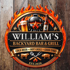My Backyard Bar & Grill, Personalized Metal Sign, Gift For Dad And BBQ Lovers - 7