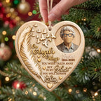 On Angel's Wings, Personalized Custom Wood Ornament, Memorial Gift - 2