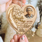 On Angel's Wings, Personalized Custom Wood Ornament, Memorial Gift - 4