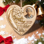 On Angel's Wings, Personalized Custom Wood Ornament, Memorial Gift - 9