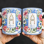 Mahjong Letter And Floral Initial, Personalized Coffee Mug, Gift For Mahjong Lovers - 4
