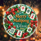 Merry Mahjong, Personalized Custom Acrylic Ornament, Gift For Mahjong Lovers - 1