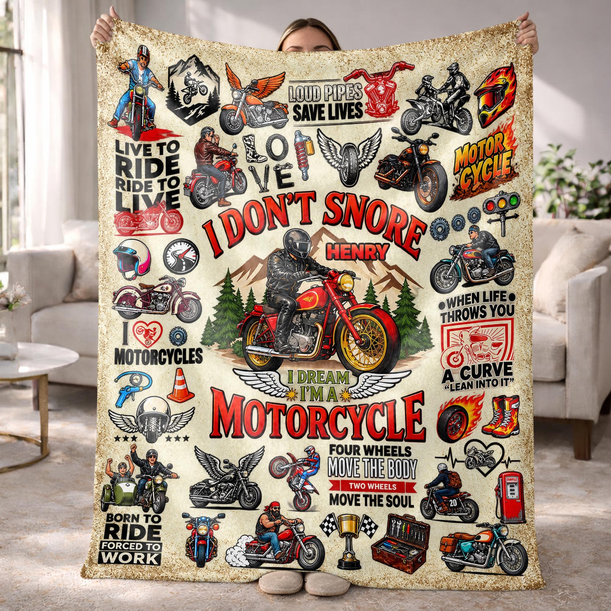 I Don't Snore I Dream I'm A Motorcycle, Personalized Blanket, Gift For Him - 1