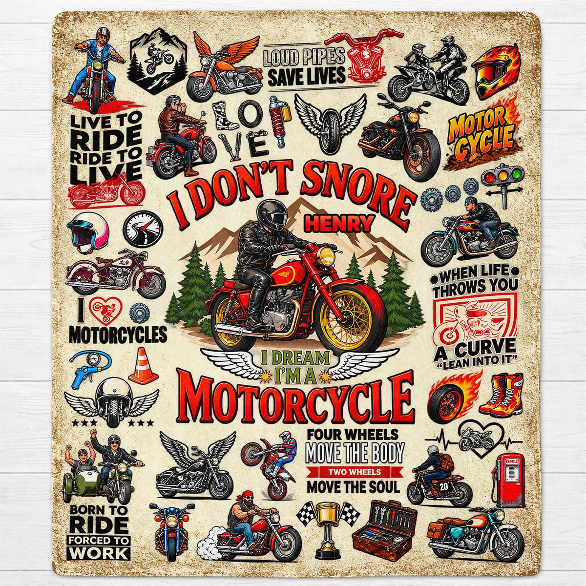 I Don't Snore I Dream I'm A Motorcycle, Personalized Blanket, Gift For Him - 4