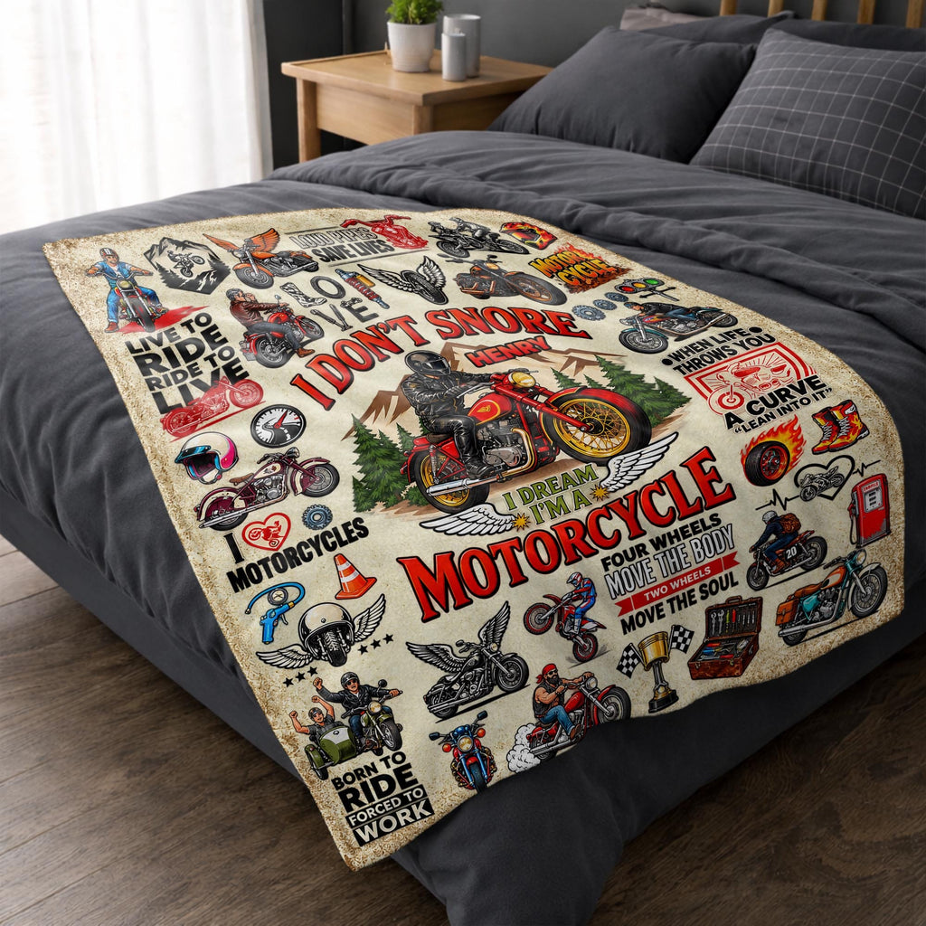 I Don't Snore I Dream I'm A Motorcycle, Personalized Blanket, Gift For Him - 7