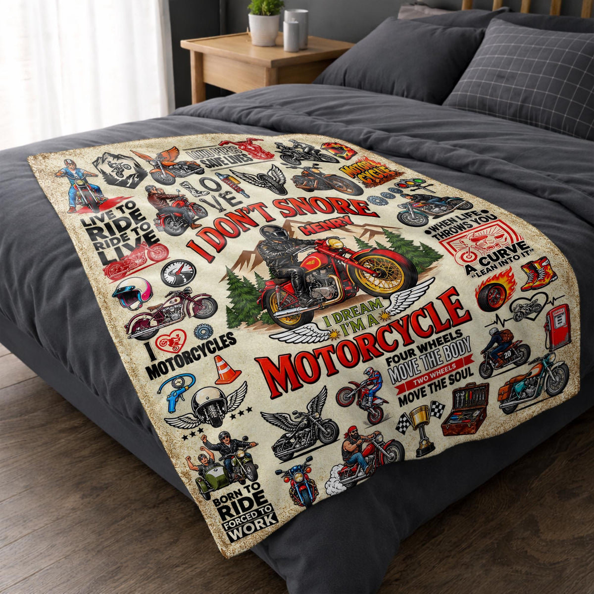 I Don't Snore I Dream I'm A Motorcycle, Personalized Blanket, Gift For Him - 7