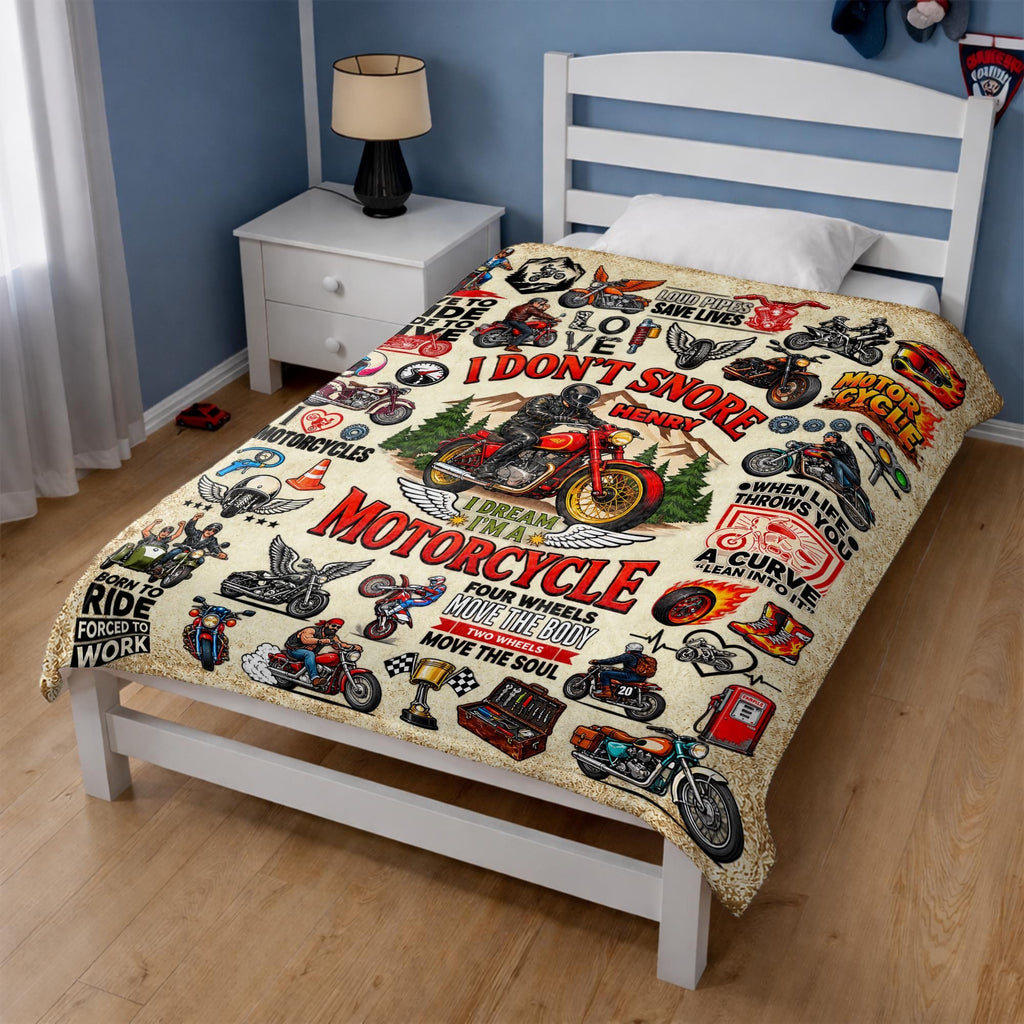 I Don't Snore I Dream I'm A Motorcycle, Personalized Blanket, Gift For Him - 8