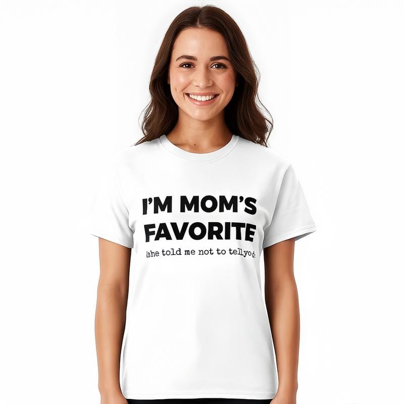 Cotton Funny Moms Favorite Son Daughter I'm Mom's Favorite T-Shirt Golf Gift for Men and Women Summer Wear