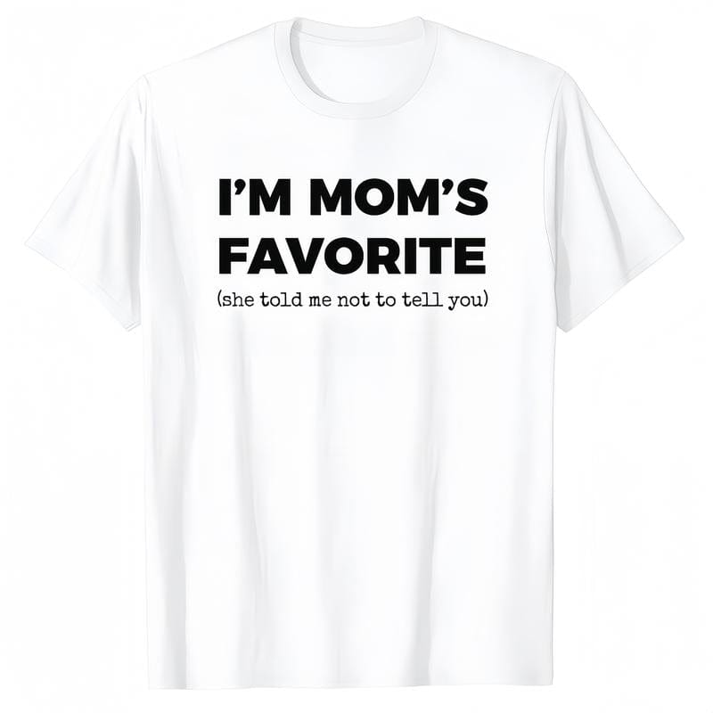 Cotton Funny Moms Favorite Son Daughter I'm Mom's Favorite T-Shirt Golf Gift for Men and Women Summer Wear