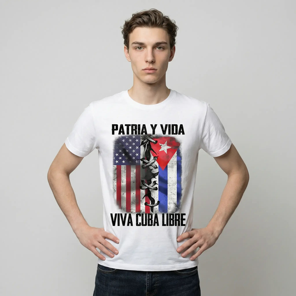 Vintage Cuban Cotton TShirt Featuring Patria Y Vida Viva Cuba Libre Slogan