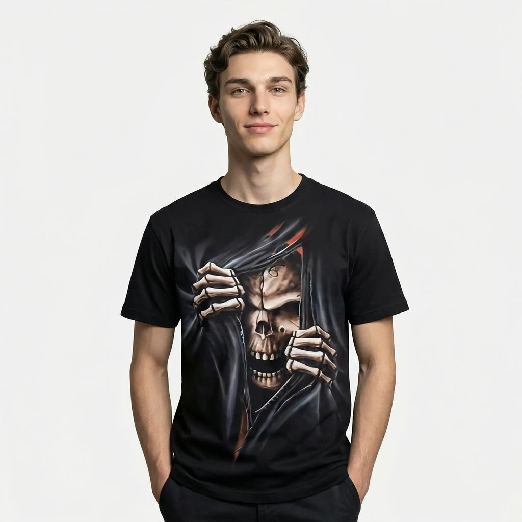 3D Skeleton Skull Graphic Short Sleeve T-shirt