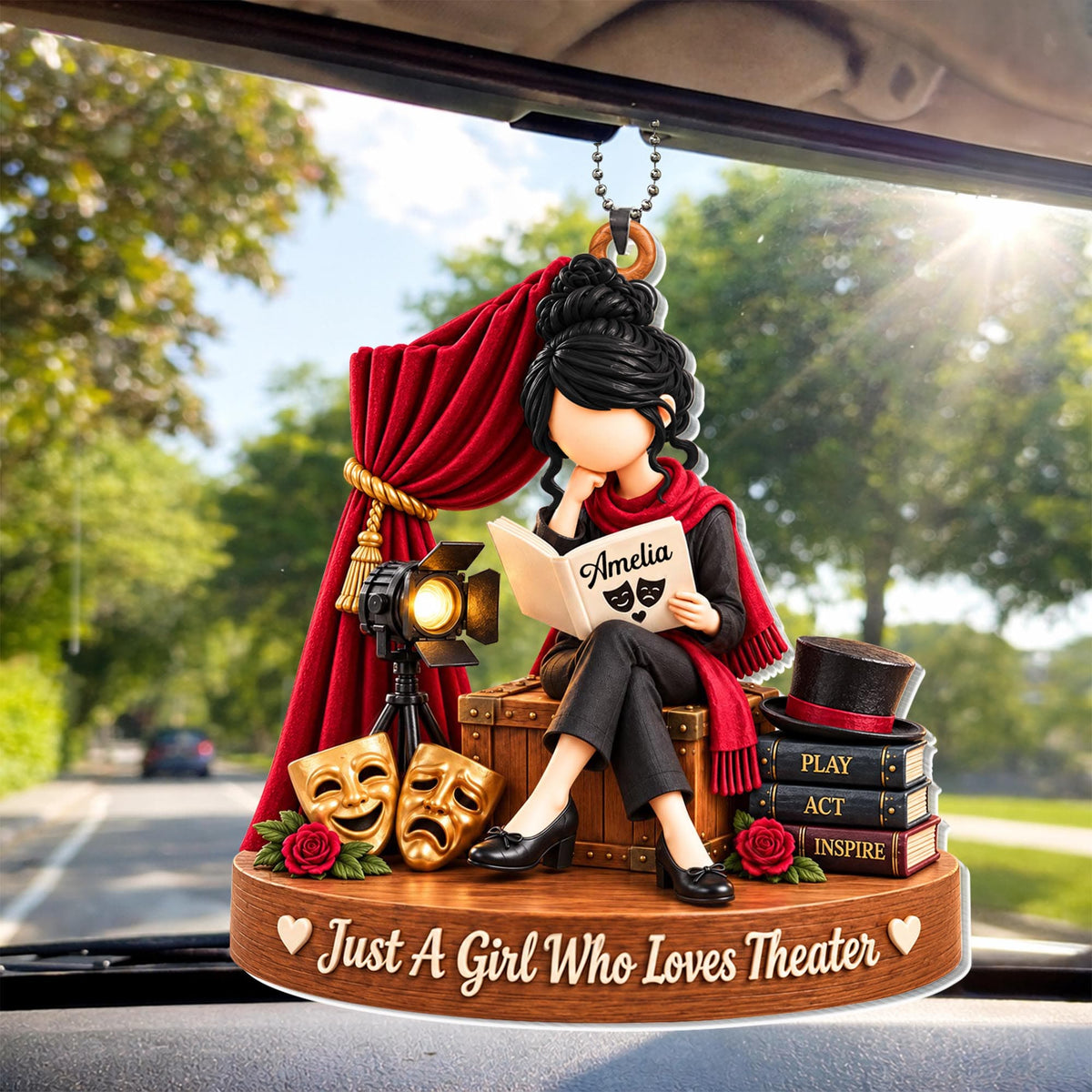 Just A Girl Who Loves Theater, Car Hanging Ornament, Gift For Theater Lovers - 1