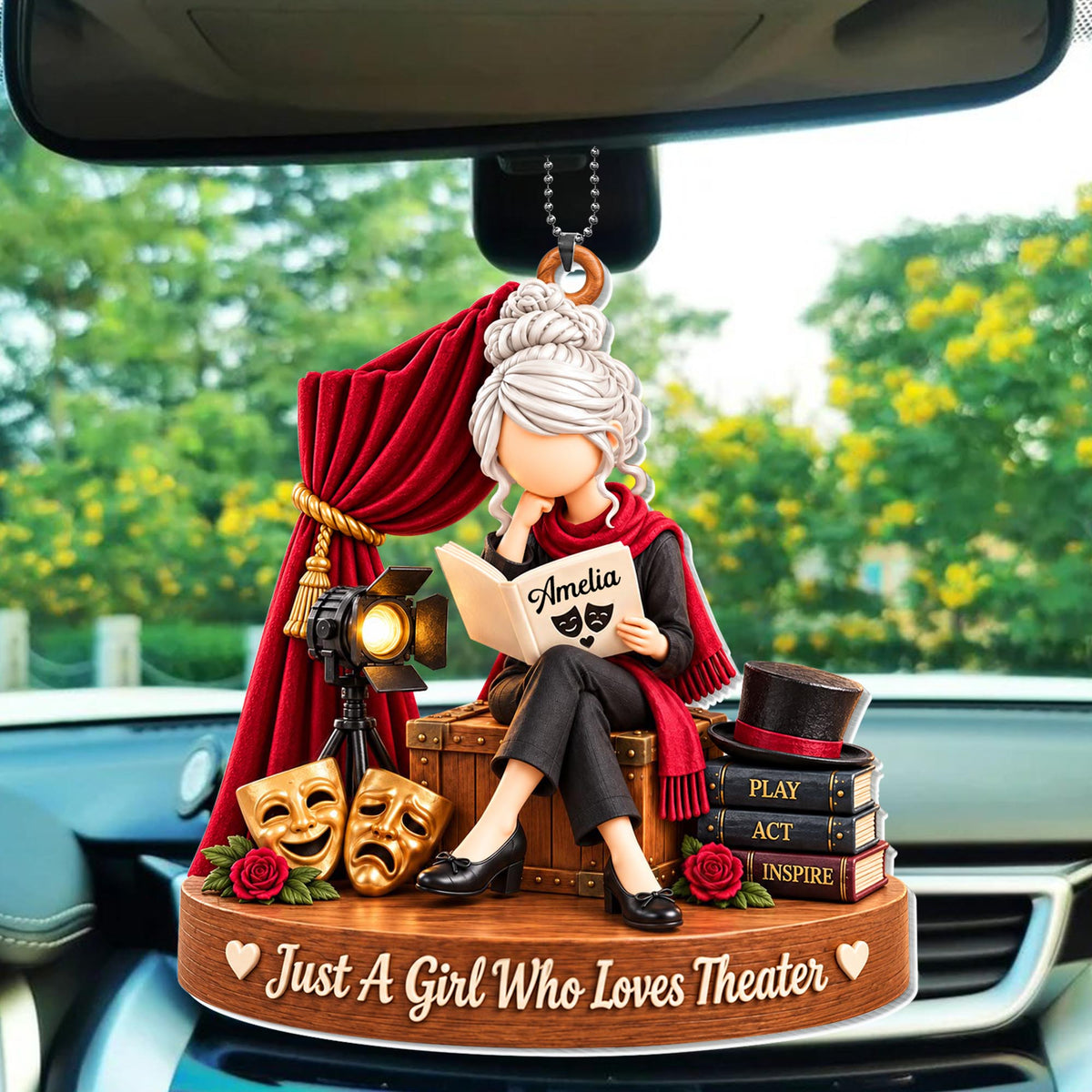 Just A Girl Who Loves Theater, Car Hanging Ornament, Gift For Theater Lovers - 4