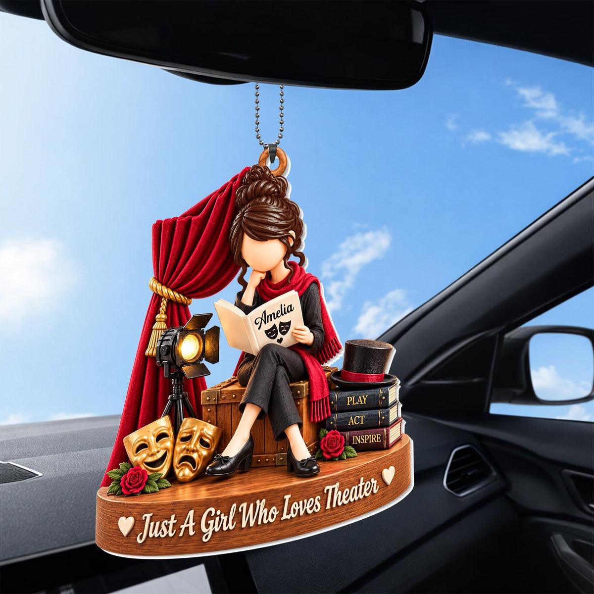 Just A Girl Who Loves Theater, Car Hanging Ornament, Gift For Theater Lovers - 5
