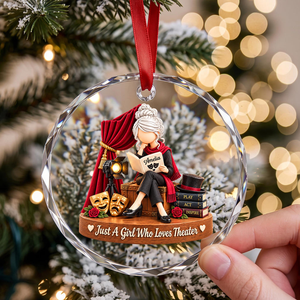 Just A Girl Who Loves Theater, Circle Glass Ornament, Gift For Actresses - 2