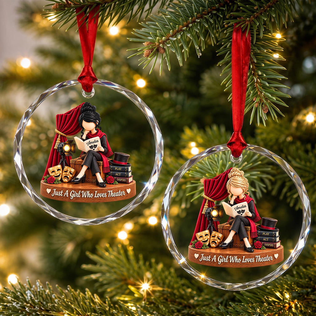 Just A Girl Who Loves Theater, Circle Glass Ornament, Gift For Actresses - 3