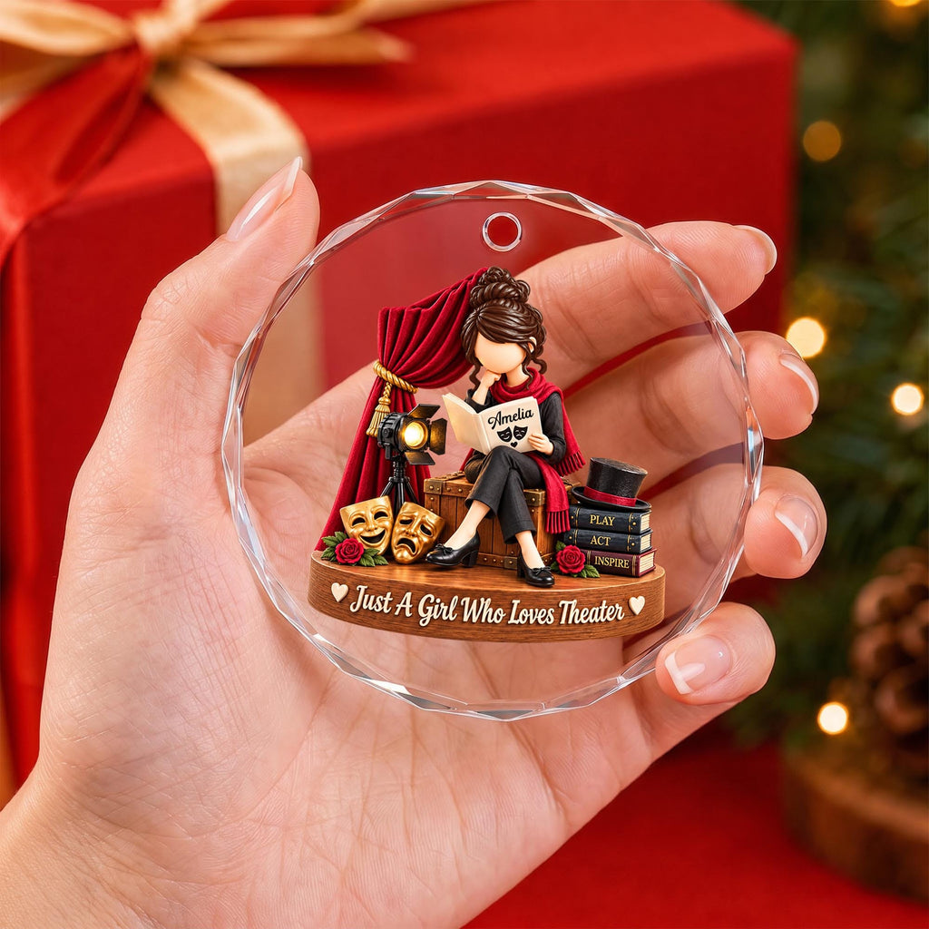 Just A Girl Who Loves Theater, Circle Glass Ornament, Gift For Actresses - 4