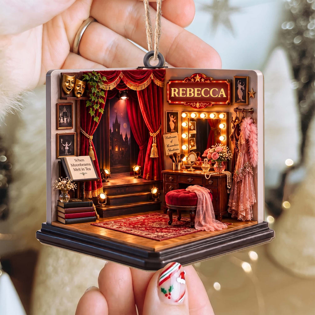 When Moonbeams Melt In Tea, Custom Wood Ornament, Gift For Theater Lovers - 5