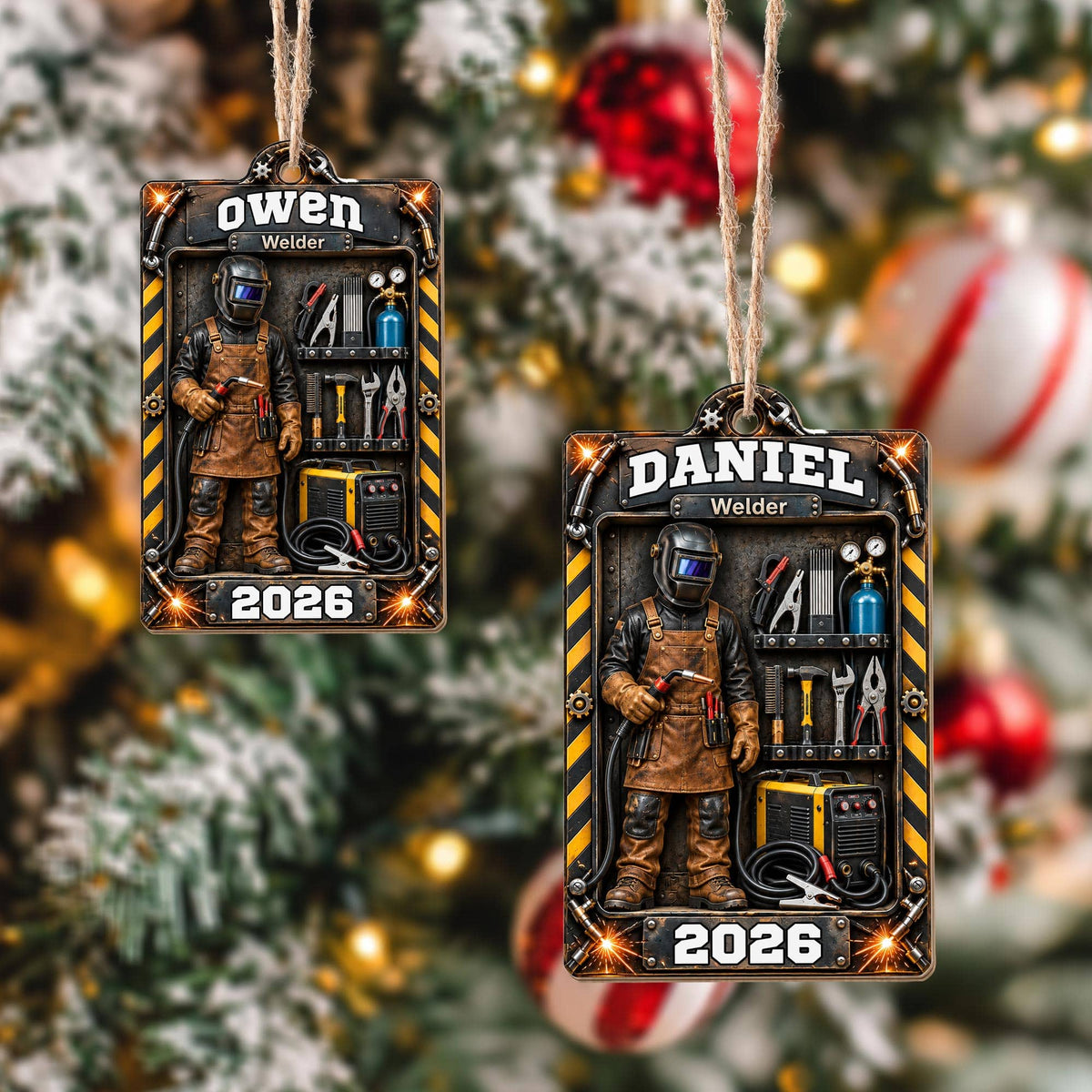 Welder, Personalized Custom Wood Ornament, Gift For Him And Welder Lovers - 6