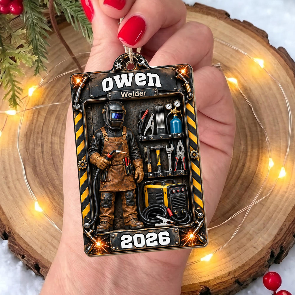 Welder, Personalized Custom Wood Ornament, Gift For Him And Welder Lovers - 7