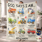 God Says I Am Construction Blanket, Personalized Gift For Kid Lovers - 1