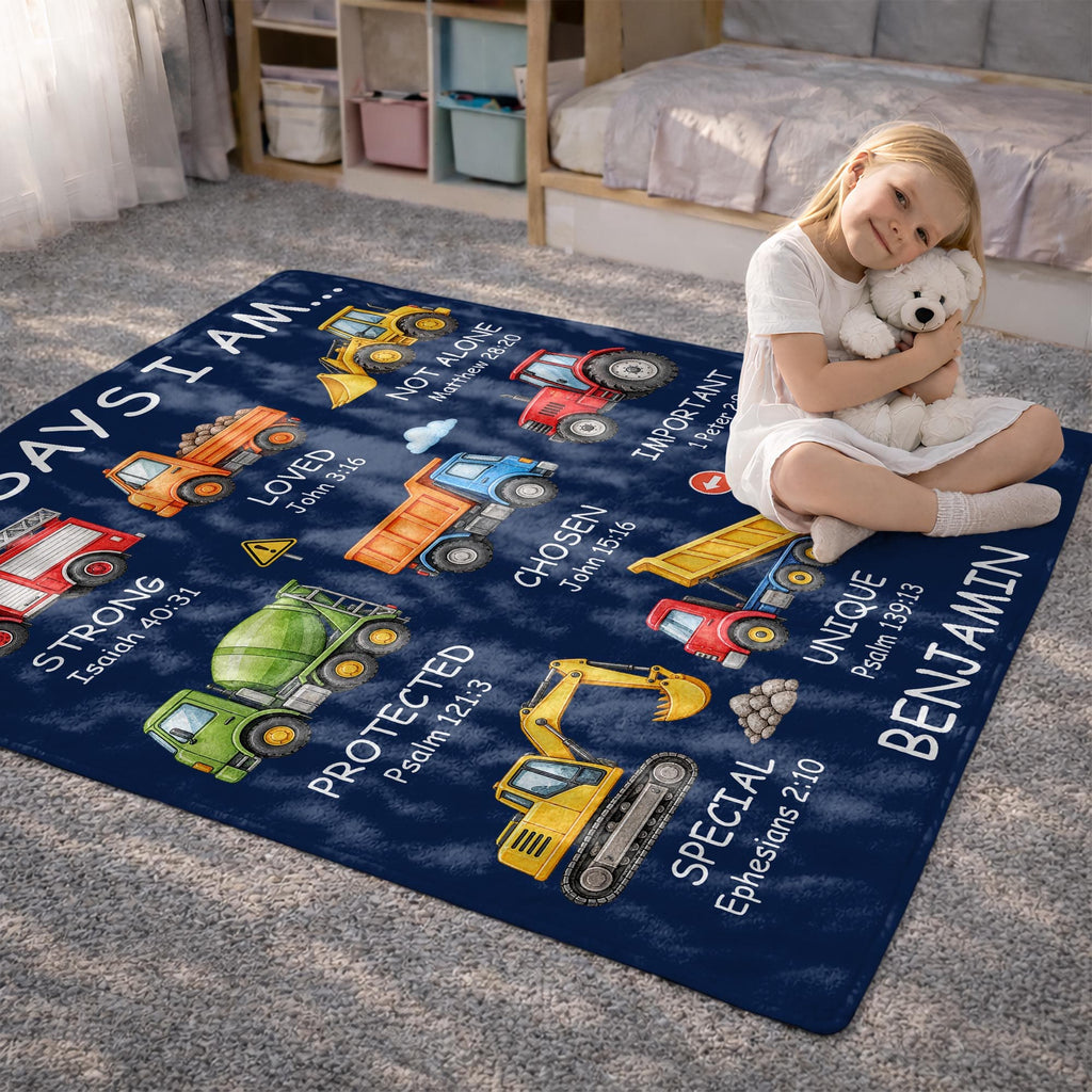 God Says I Am Construction Blanket, Personalized Gift For Kid Lovers - 2