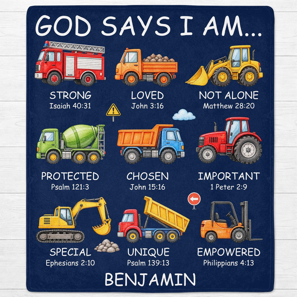 God Says I Am Construction Blanket, Personalized Gift For Kid Lovers - 4