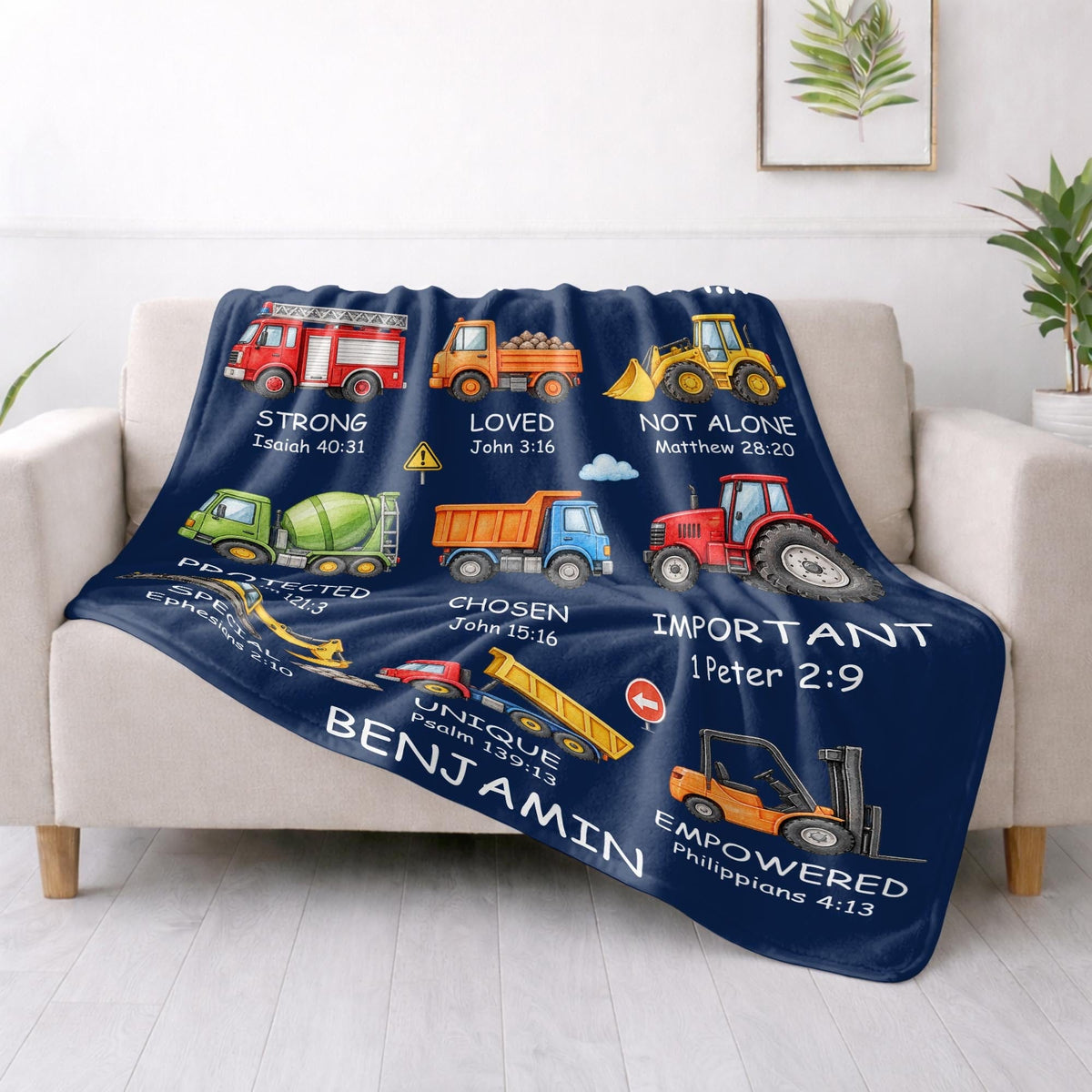 God Says I Am Construction Blanket, Personalized Gift For Kid Lovers - 5