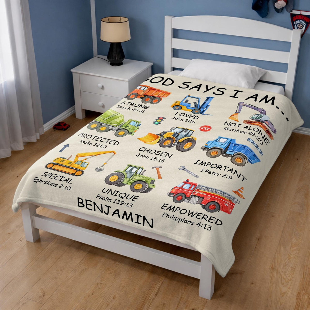God Says I Am Construction Blanket, Personalized Gift For Kid Lovers - 8