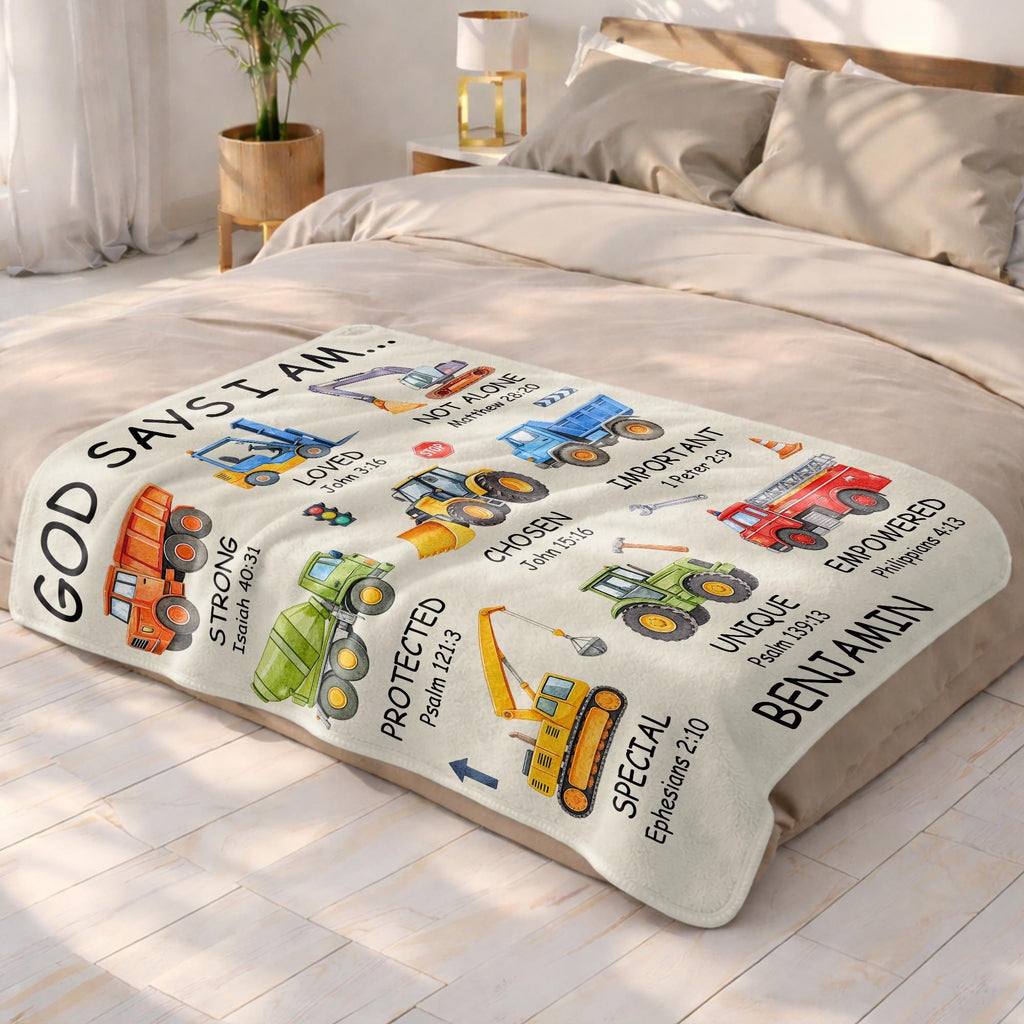 God Says I Am Construction Blanket, Personalized Gift For Kid Lovers - 10