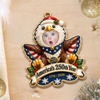 America's 250th Year Patriotic Eagle, Personalized Custom Wood Ornament, Gift For Grandkids - 12