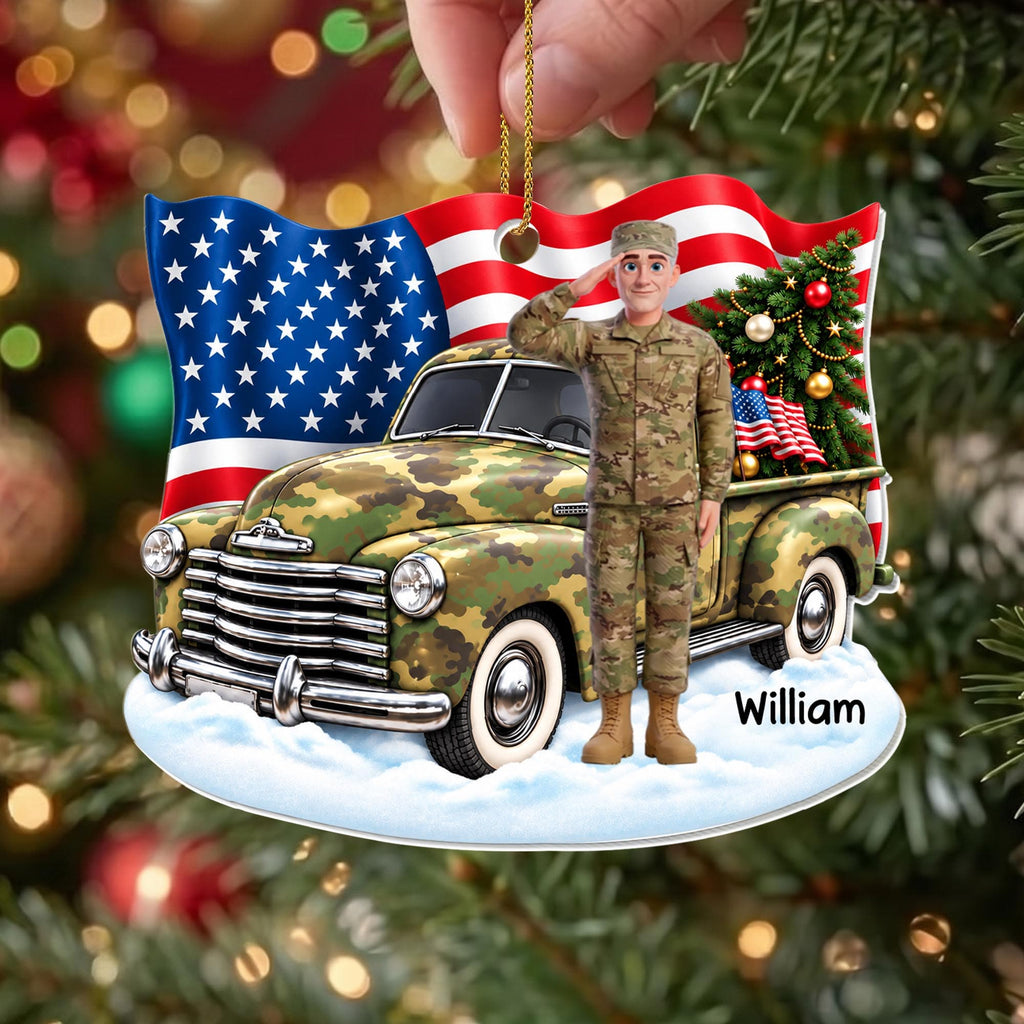 Saluting With Pride And Honor, Personalized Ornament, Gift For Veterans - 2