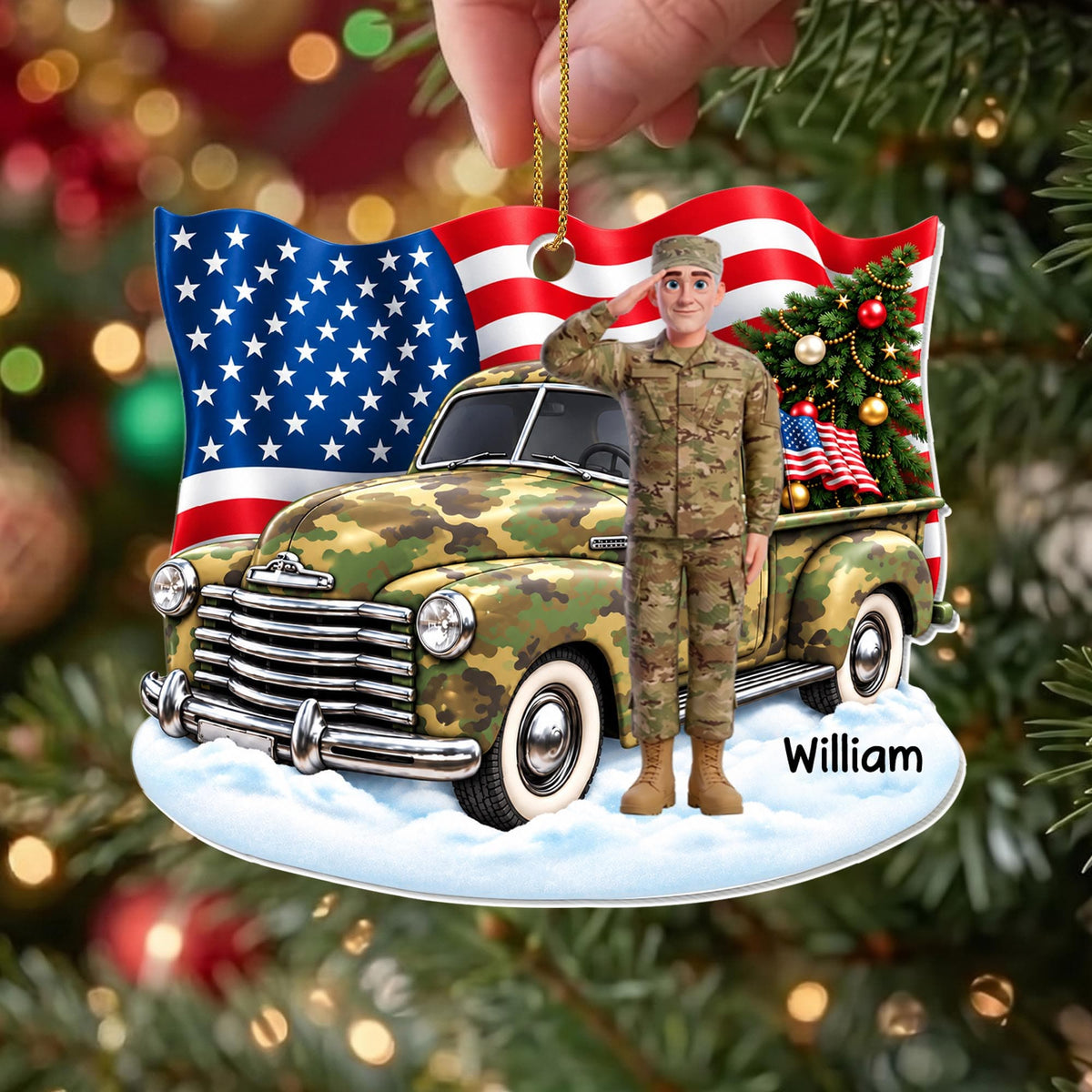 Saluting With Pride And Honor, Personalized Ornament, Gift For Veterans - 2