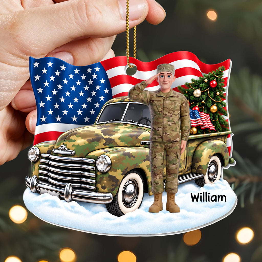 Saluting With Pride And Honor, Personalized Ornament, Gift For Veterans - 4