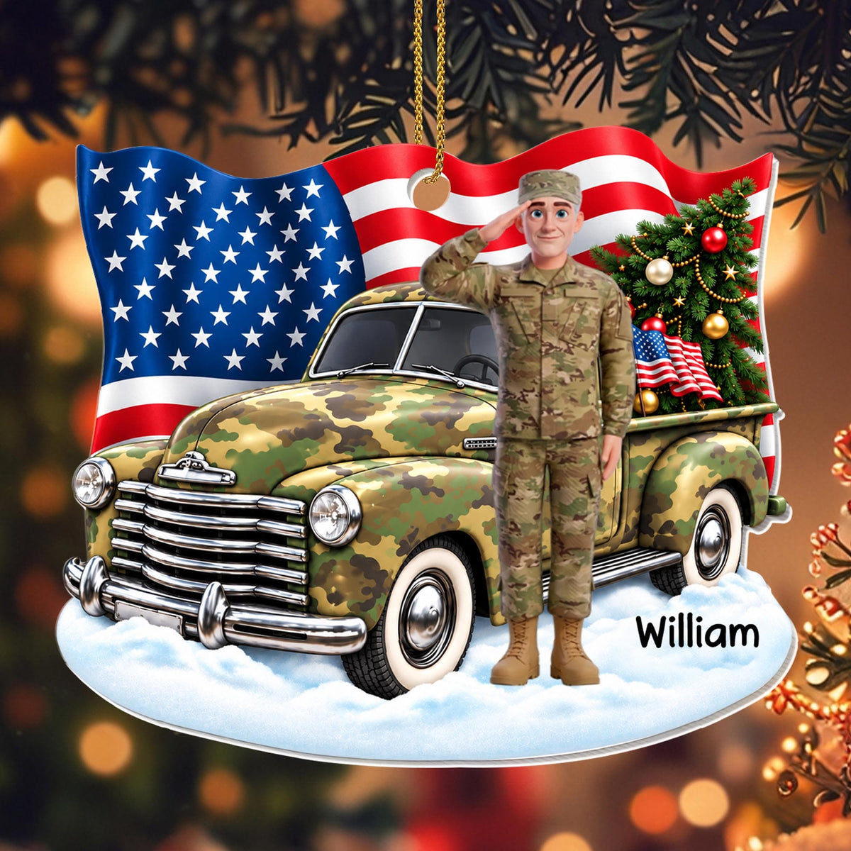Saluting With Pride And Honor, Personalized Ornament, Gift For Veterans - 7