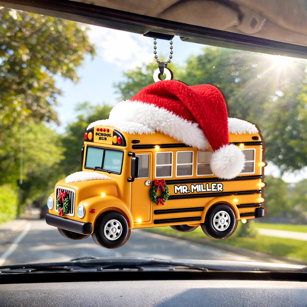 School Bus, Personalized Custom Wood Ornament, Gift For Bus Driver - 1